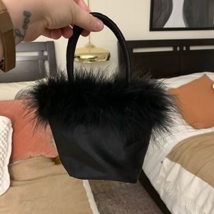 Mini purse with feather trim